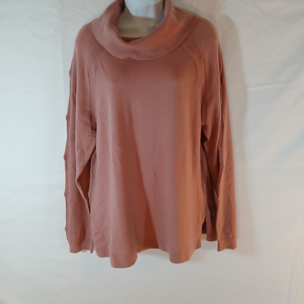Soft Surroundings Sweater Rose Pink Cowl Neck Sz L Career Casual Travel Holiday
